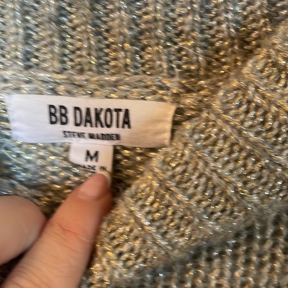 BB Dakota Steve Madden Womens Med Sweater Metallic High Neck Long Dolman Sleeves - Picture 3 of 6